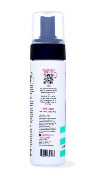The~Douxs Mousse Def Texture Foam for Curly Hair, Define Curls, Reduce Frizz & Add Shine, Lightweight Styling Mousse for Natural Hair, 7 oz