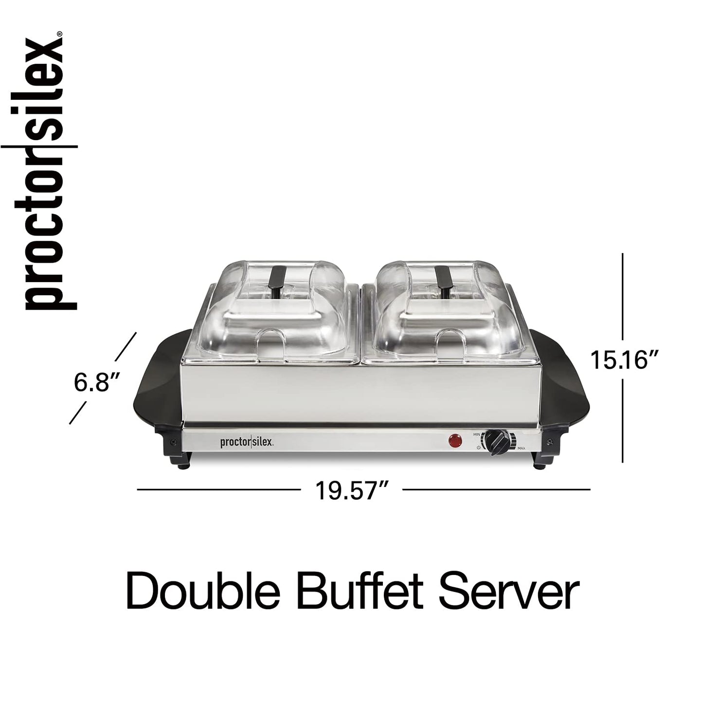 Proctor Silex Buffet Server & Food Warmer, Adjustable Heat, for Parties, Holidays and Entertaining, Three 2.5 Quart Oven-Safe Chafing Dish Set, Stainless Steel