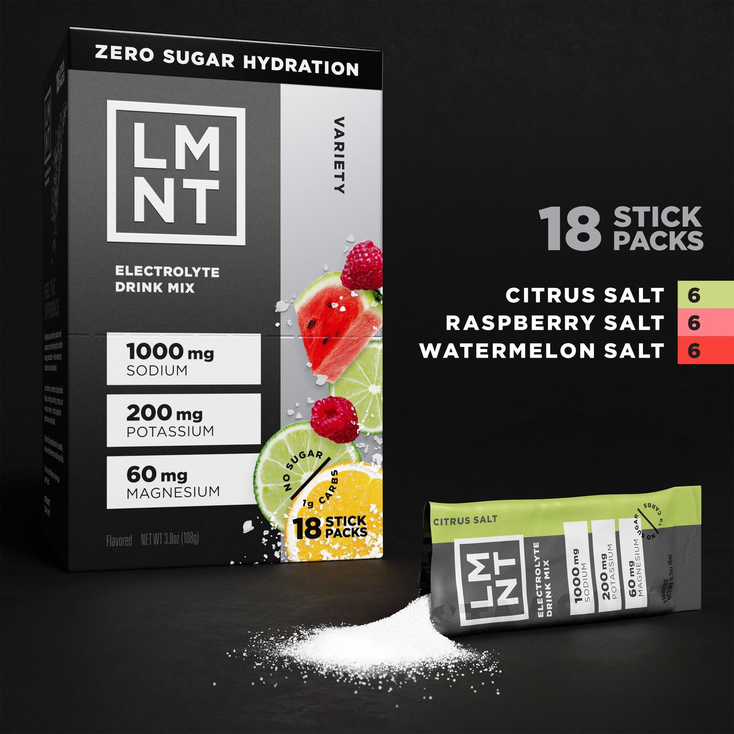 LMNT Zero Sugar Electrolytes - Raspberry Salt | Drink Mix | 30-Count