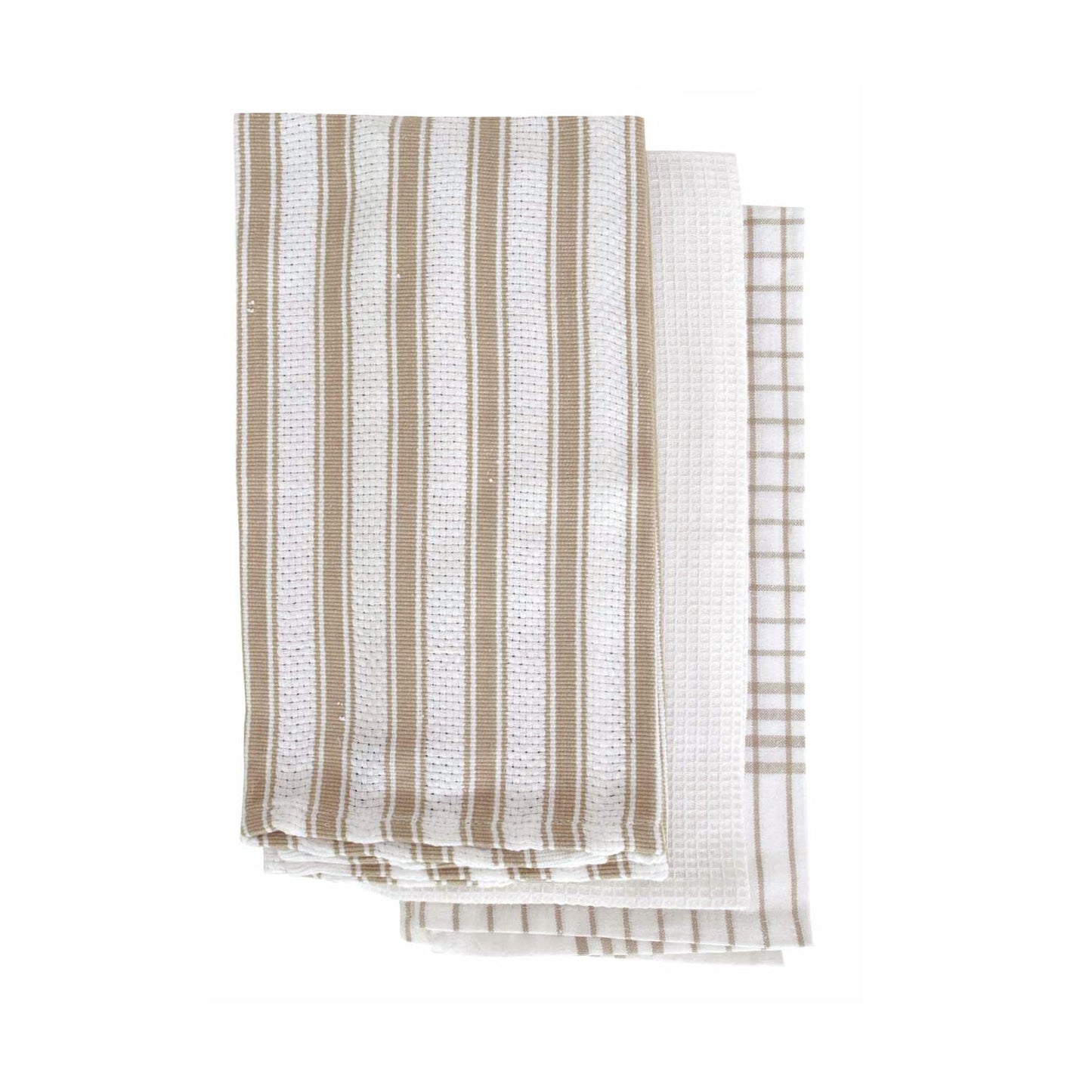 NNEDSZ Homewares Set of 3 Gardenia Cotton Tea Towels Taupe