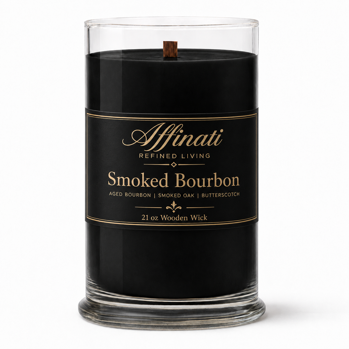 Smoked Bourbon 21 oz wooden wick candle from Maison Creole Compass