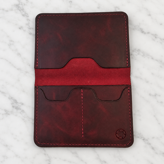 Flanbwayan burgundy full-grain leather passport holder from Maison Creole Compass