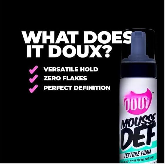 The~Douxs Mousse Def Texture Foam for Curly Hair, Define Curls, Reduce Frizz & Add Shine, Lightweight Styling Mousse for Natural Hair, 7 oz