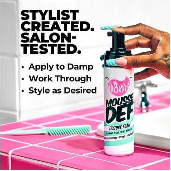 The~Douxs Mousse Def Texture Foam for Curly Hair, Define Curls, Reduce Frizz & Add Shine, Lightweight Styling Mousse for Natural Hair, 7 oz