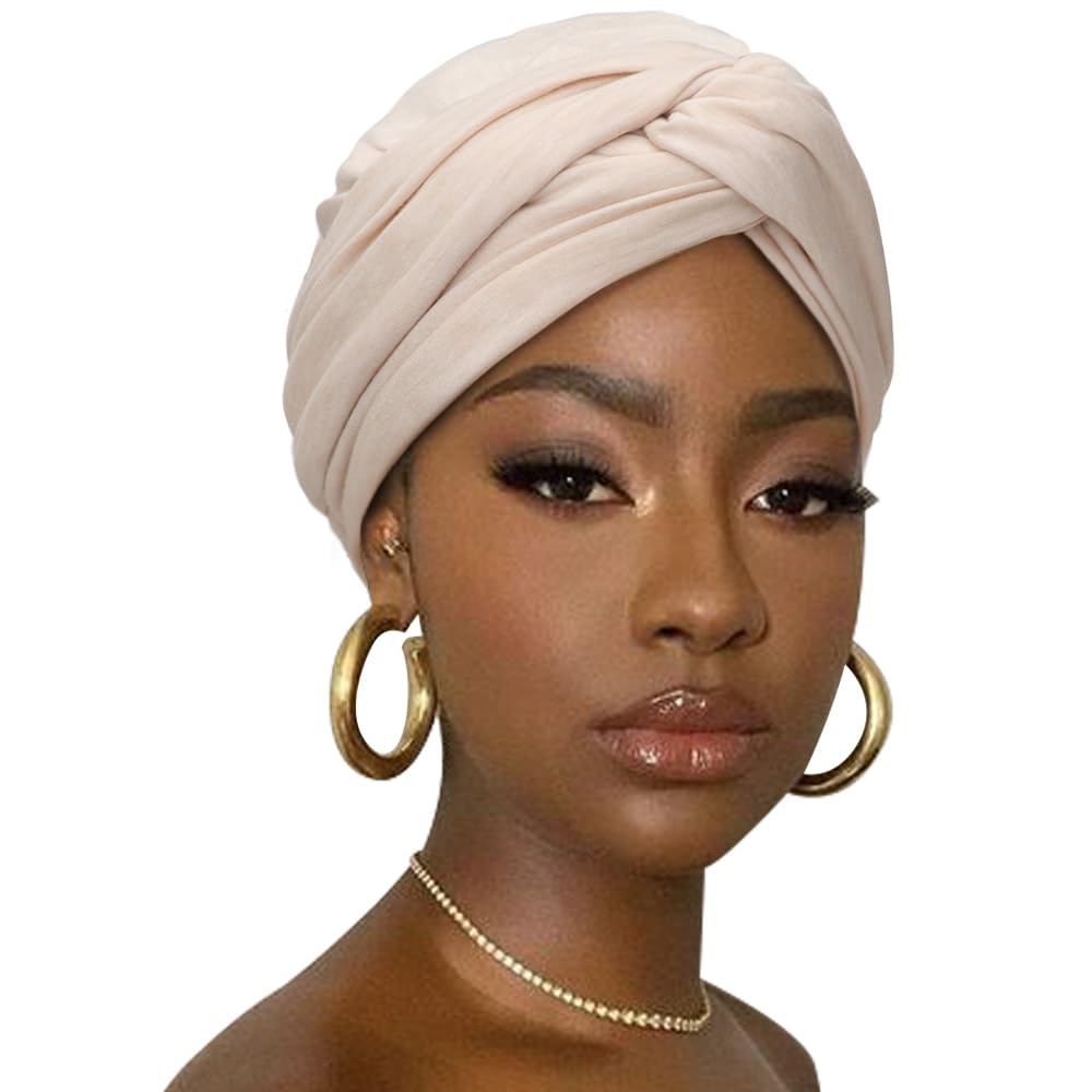 DRESHOW African Turban for Women Knotted Hairwraps for Sleeping Turban Headwraps Head Warmer Scarf for Black Women Chemo Cap