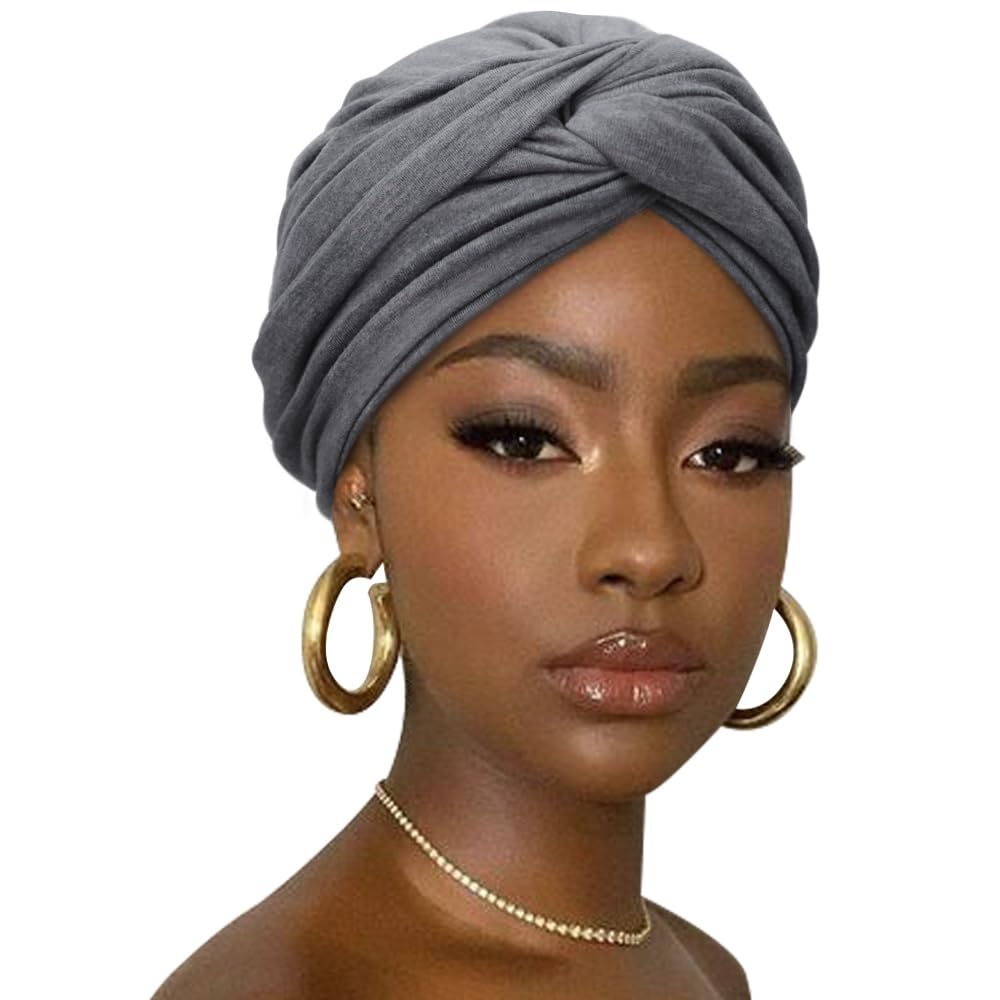 DRESHOW African Turban for Women Knotted Hairwraps for Sleeping Turban Headwraps Head Warmer Scarf for Black Women Chemo Cap