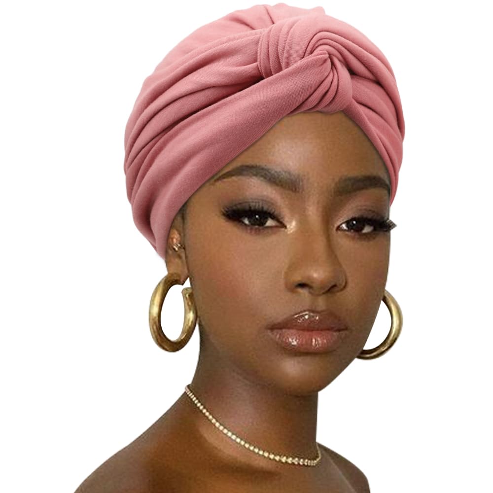 DRESHOW African Turban for Women Knotted Hairwraps for Sleeping Turban Headwraps Head Warmer Scarf for Black Women Chemo Cap