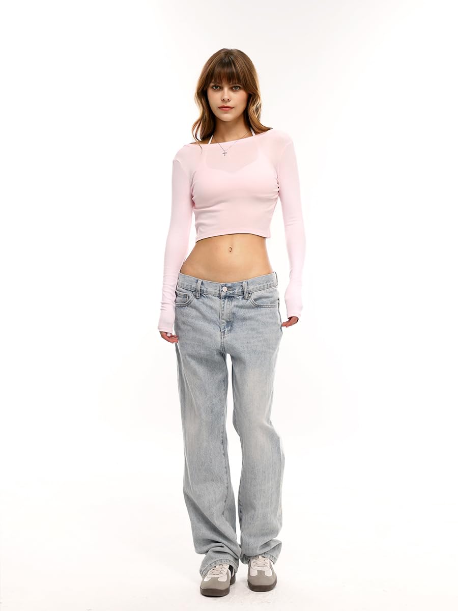 Danysu Ballet Wrap Tops Long Sleeve Cross Tie Crop Shirts Deep V-Neck Dance Clothes Fall Cardigans