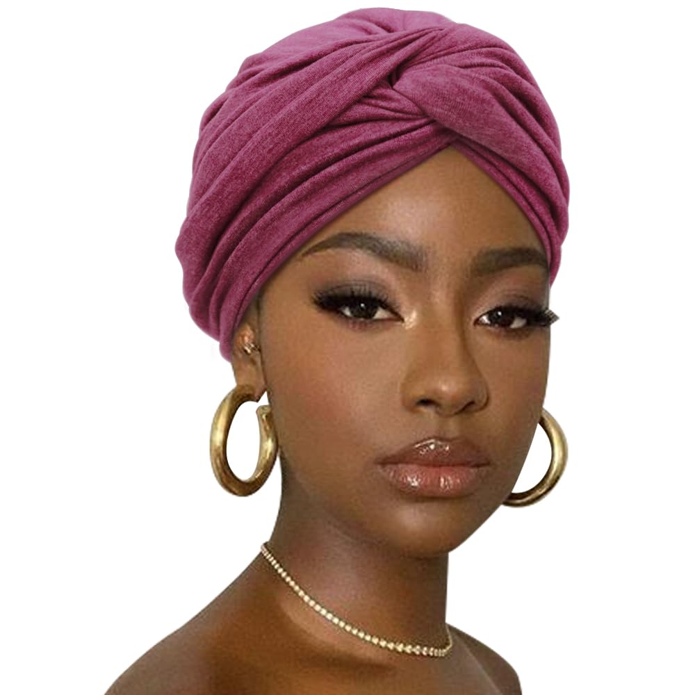 DRESHOW African Turban for Women Knotted Hairwraps for Sleeping Turban Headwraps Head Warmer Scarf for Black Women Chemo Cap