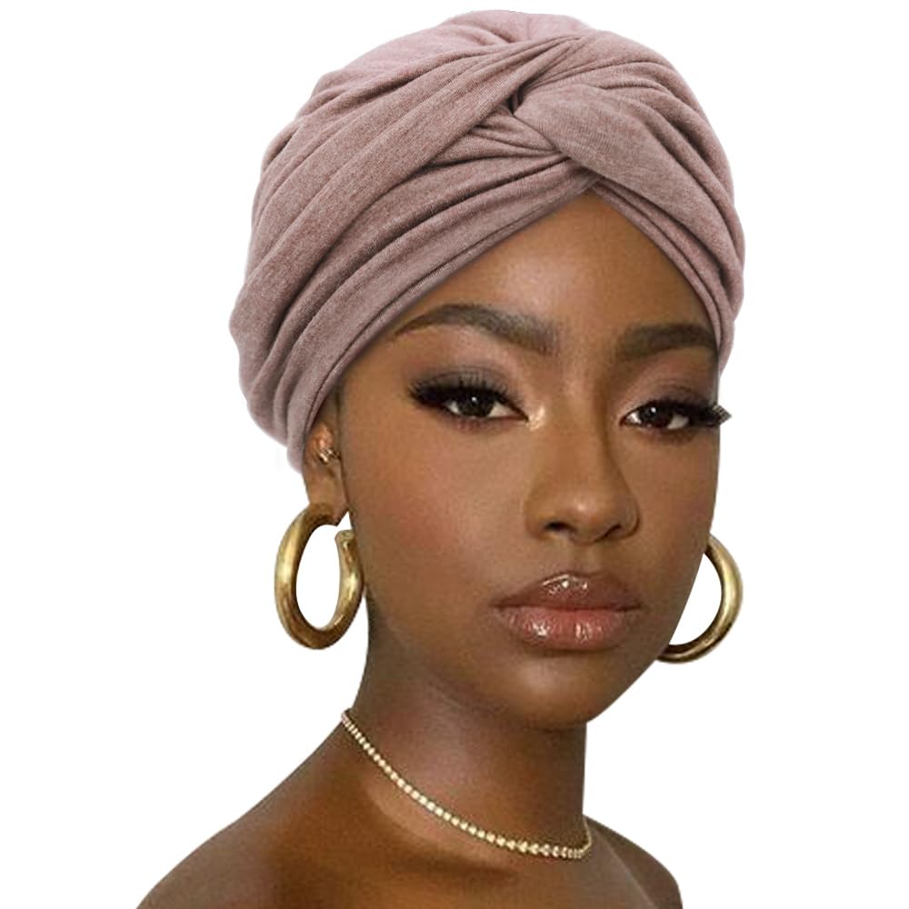 DRESHOW African Turban for Women Knotted Hairwraps for Sleeping Turban Headwraps Head Warmer Scarf for Black Women Chemo Cap