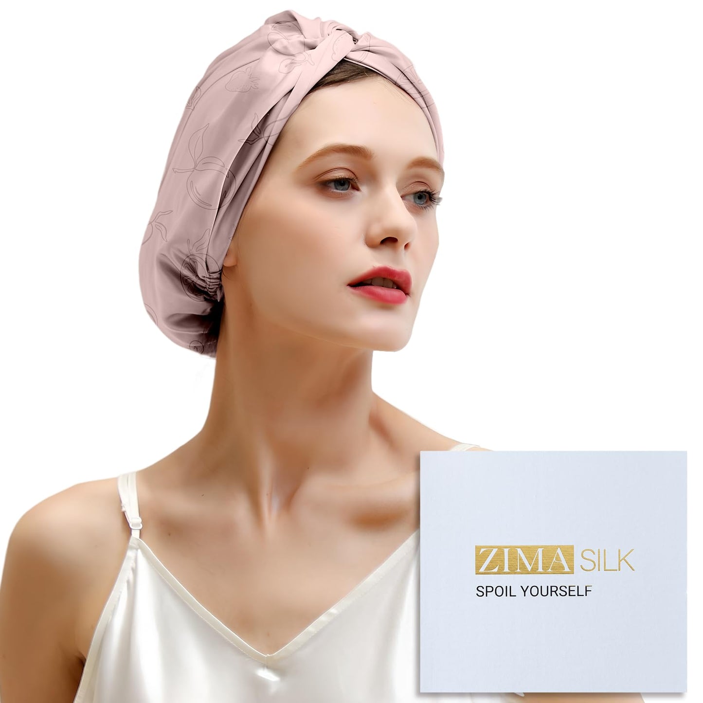 ZIMASILK 22 Momme 100% Mulberry Silk Bonnet for Sleeping & Women Hair Care, Highest Grade 6A Silk Hair wrap for Sleeping with Premium Elastic Stay On Head (1Pc, Pink)