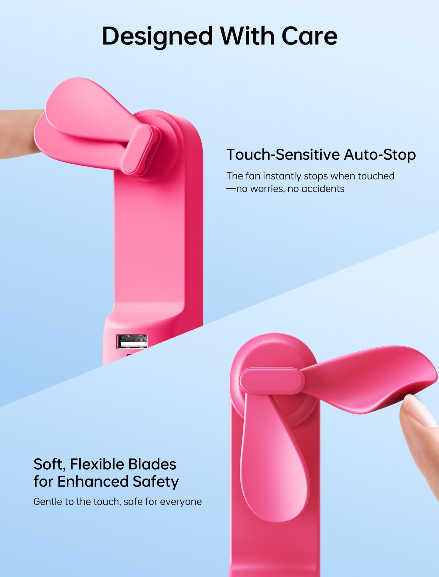 JISULIFE 3 IN 1 Handheld Mini Fan - Portable Fan & Power Bank & Flashlight, 19H Max Cooling, USB Rechargeable, Pocket-Sized for Travel, Cruise, Concerts, Makeup, 2026 Summer Gifts for Women(Pink)