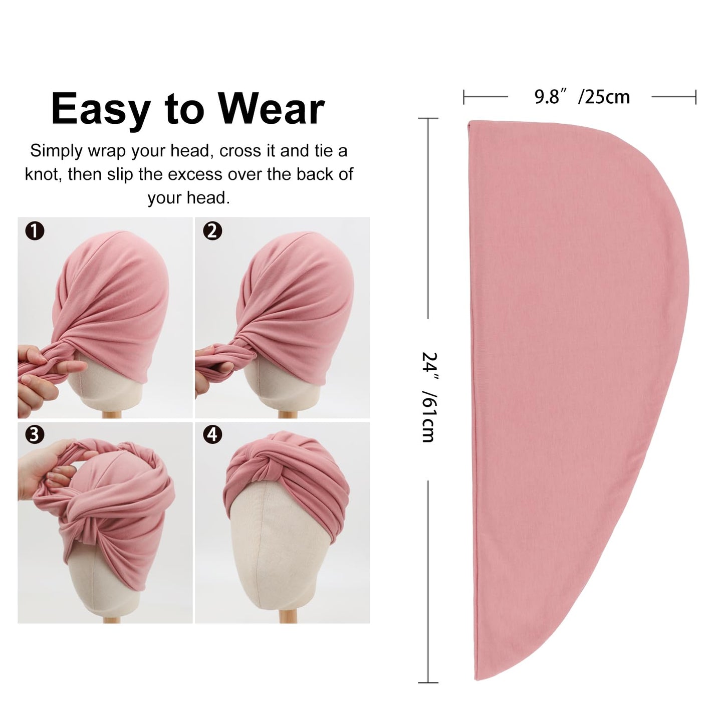 DRESHOW African Turban for Women Knotted Hairwraps for Sleeping Turban Headwraps Head Warmer Scarf for Black Women Chemo Cap