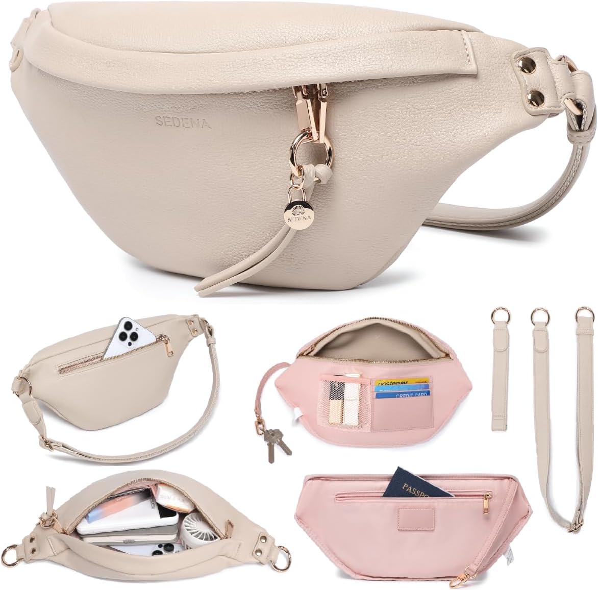 Anti Pickpocket Bag - Ivory RFID Crossbody Bag for Travel, Adjustable Strap Multiple Compartments Anti Theft Crossbody Bags for Women Travel Size Essentials Crossbody Bags for Women Large Size
