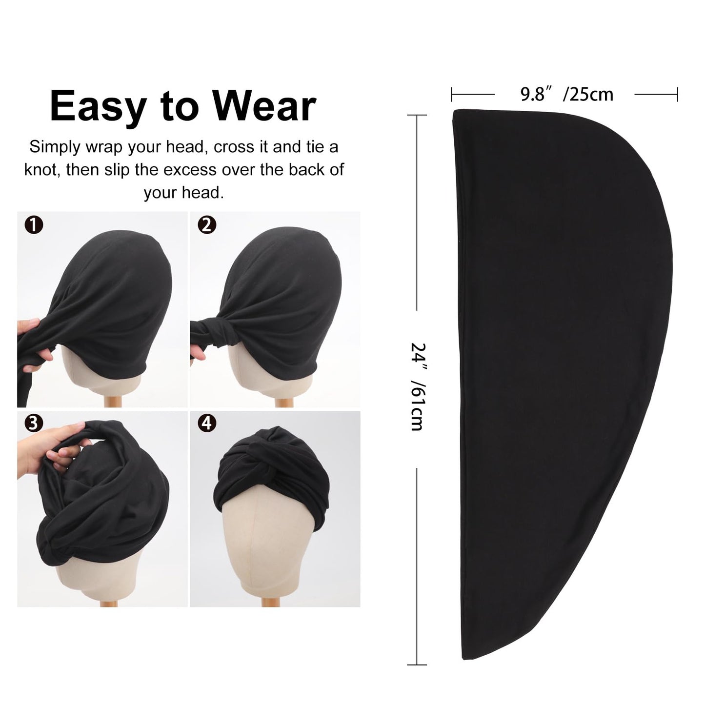 DRESHOW African Turban for Women Knotted Hairwraps for Sleeping Turban Headwraps Head Warmer Scarf for Black Women Chemo Cap