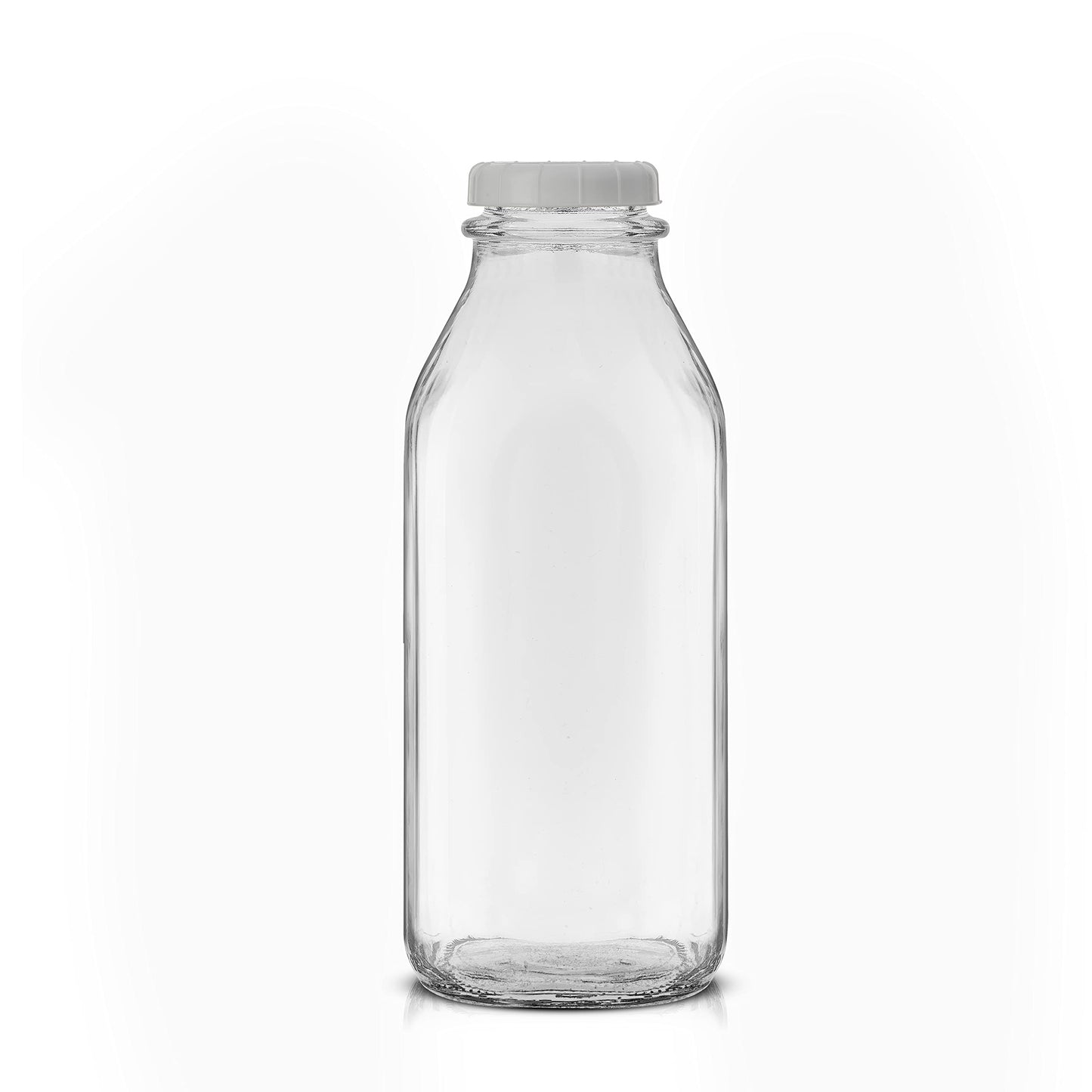JoyJolt Glass Milk Bottles with Lids and Pourer – 64 Oz, 3 Pack Airtight Heavy Duty Reusable Glass Bottles, Leakproof, BPA-Free, Food Grade, Dishwasher Safe Jug, Pitcher for Milk, Juice, and Water