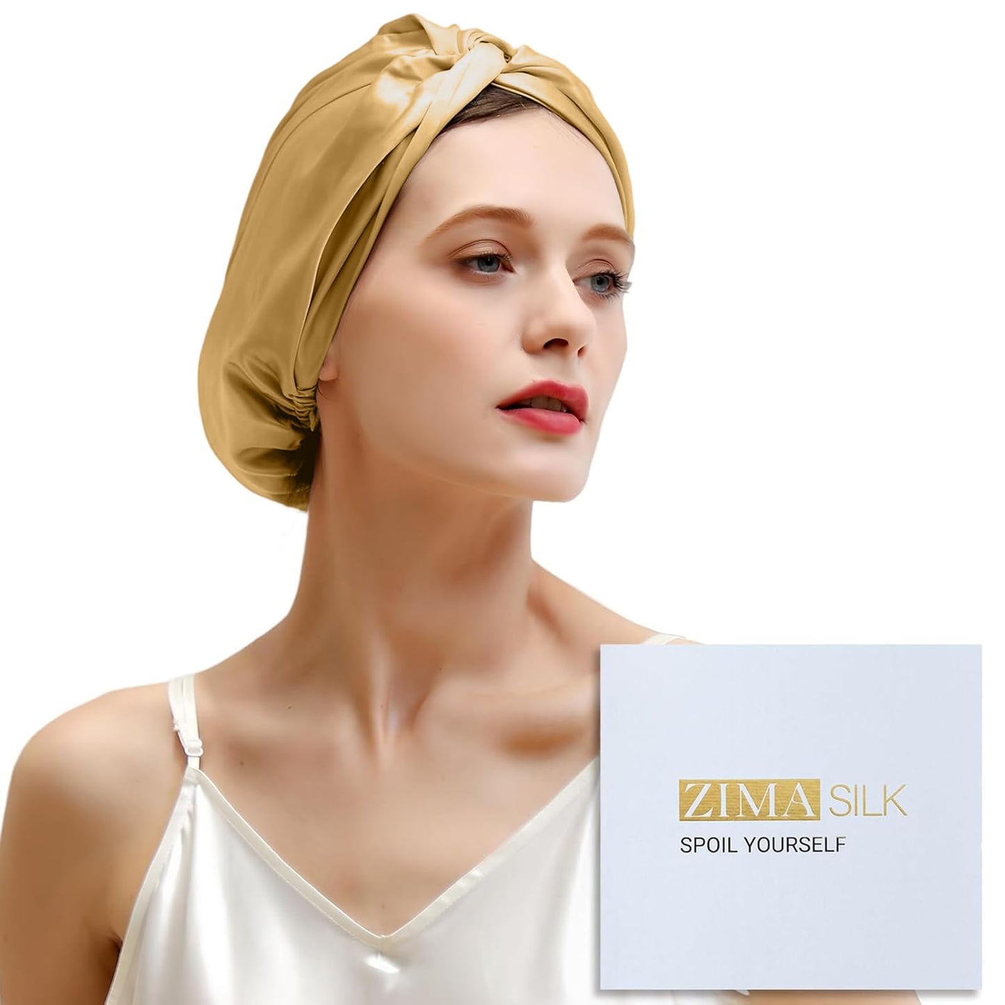 ZIMASILK 22 Momme 100% Mulberry Silk Bonnet for Sleeping & Women Hair Care, Highest Grade 6A Silk Hair wrap for Sleeping with Premium Elastic Stay On Head (1Pc, Pink)