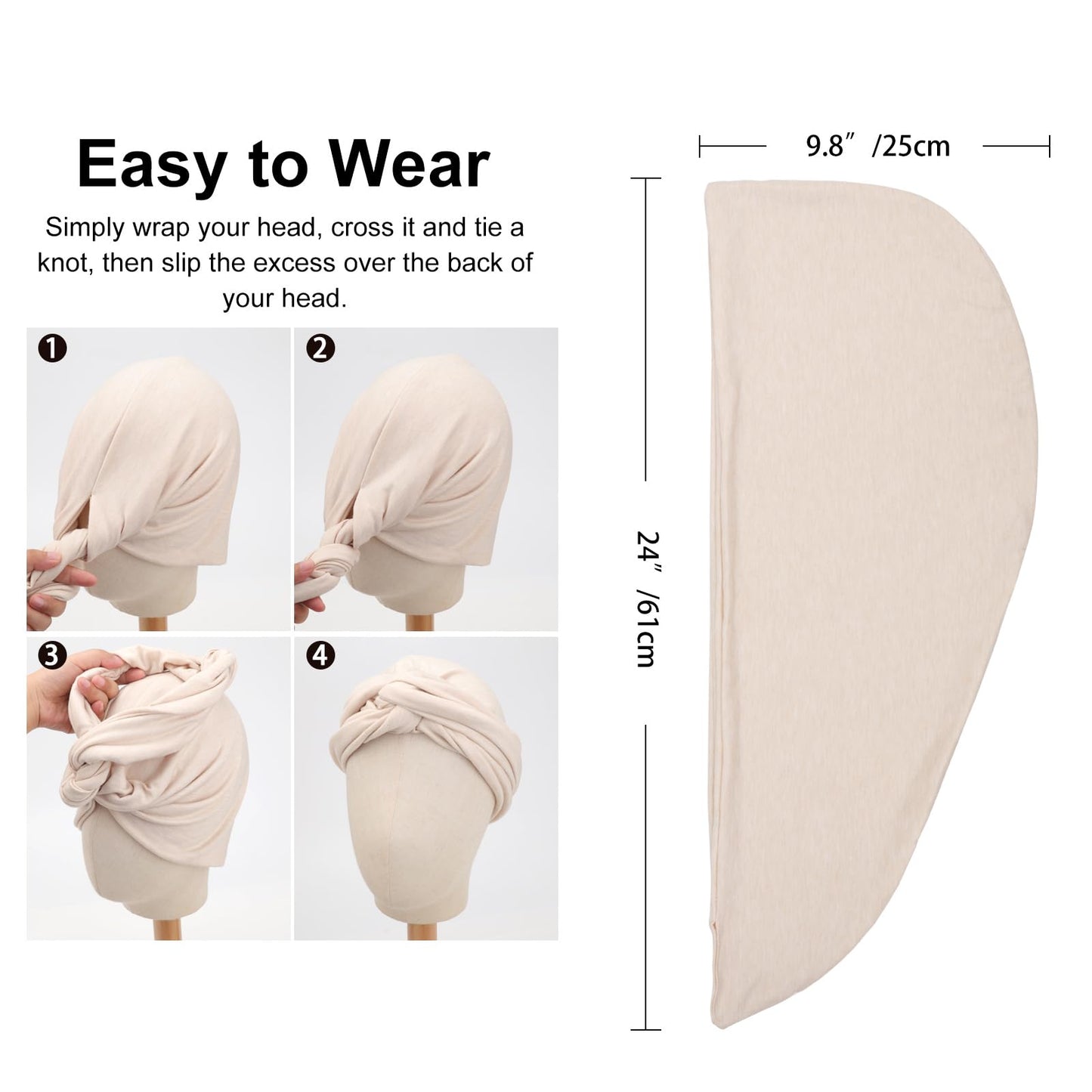 DRESHOW African Turban for Women Knotted Hairwraps for Sleeping Turban Headwraps Head Warmer Scarf for Black Women Chemo Cap