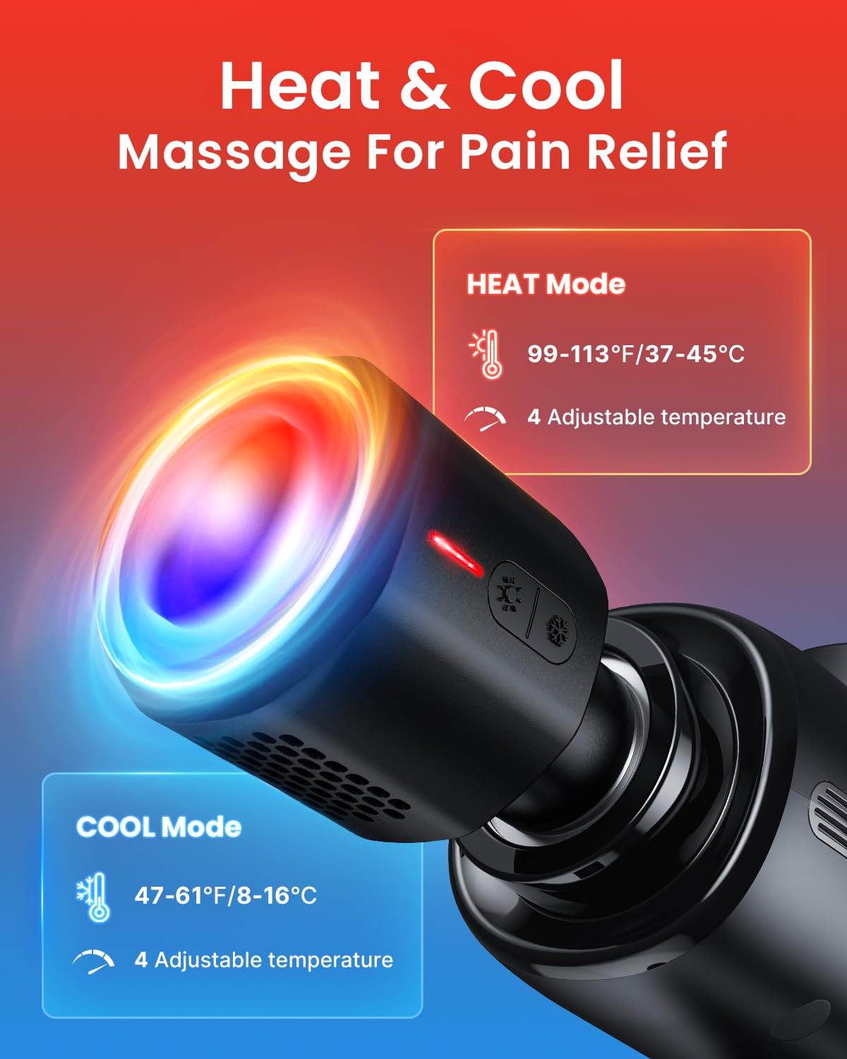 RENPHO Active Thermacool 2 Massage Gun with Heat and Cold, [2026 Upgraded] Handheld Percussion Deep Tissue Neck Back Muscle Massager, FSA Approved Gifts for Men Him Athletes Women Her HSA