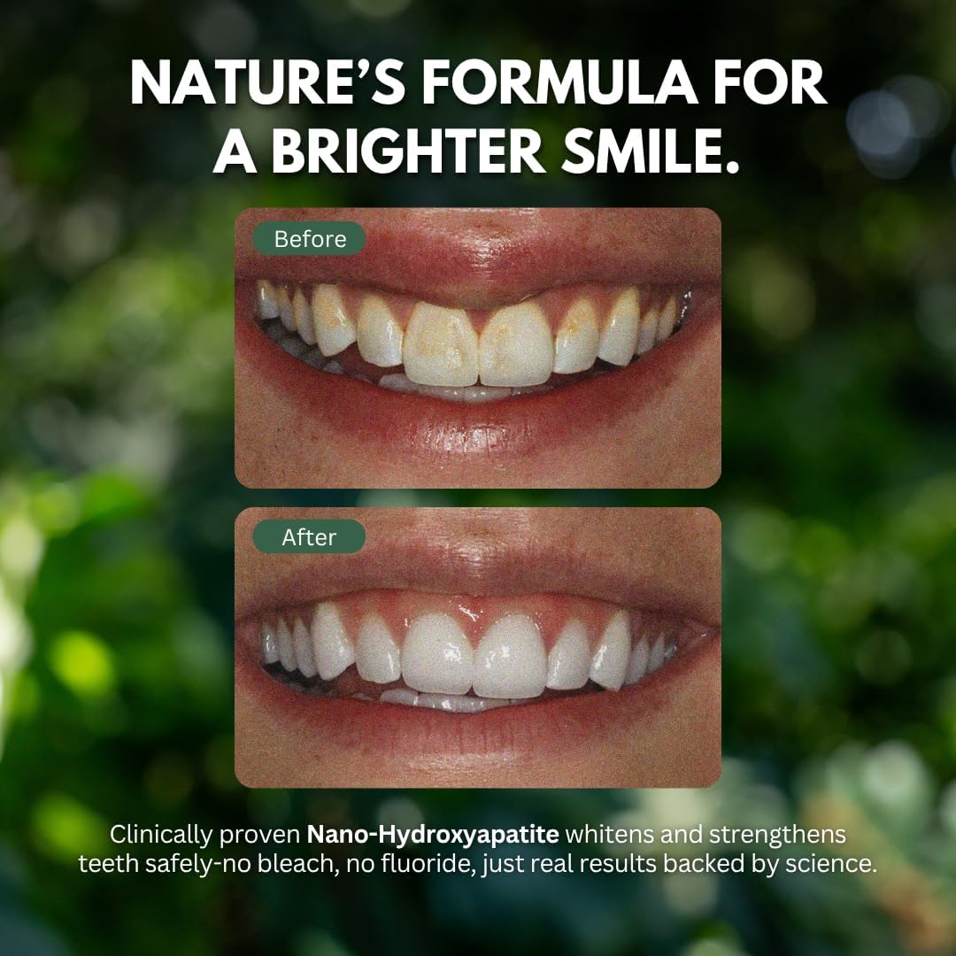 PRIMALS Fluoride-Free Toothpaste Tablets - Nano Hydroxyapatite - Zero Artificial Flavors or Plastic - Remineralizes & Whitens Teeth - 60 Count (1 Month Supply)