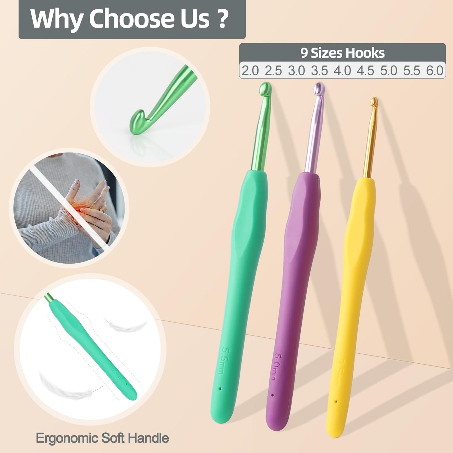 Katech Crochet Kit for Beginners, Beginner Crochet Kit for Adults-Crochet Kits Includes Crochet Hooks Knitting Bag Crochet Yarn for Crocheting Instruction Knitting Kit Crochet Supplies Gift