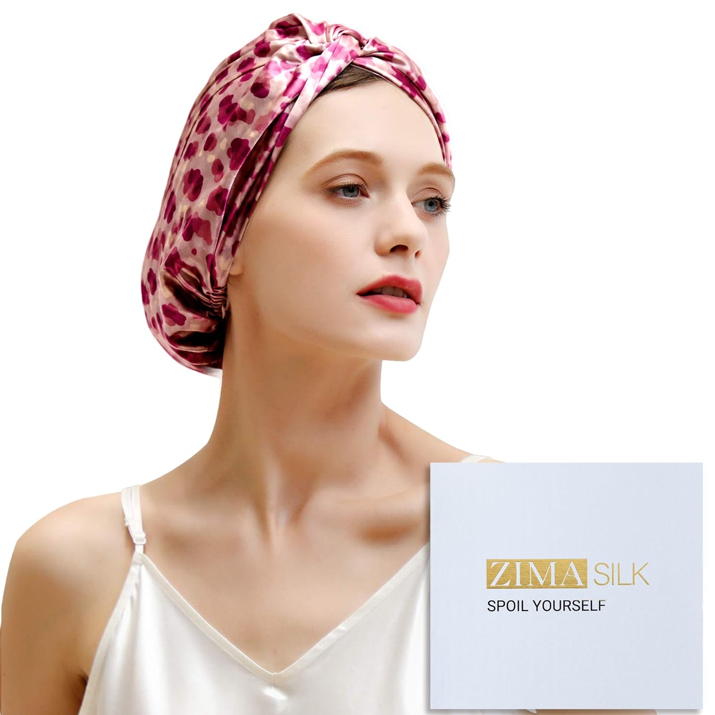 ZIMASILK 22 Momme 100% Mulberry Silk Bonnet for Sleeping & Women Hair Care, Highest Grade 6A Silk Hair wrap for Sleeping with Premium Elastic Stay On Head (1Pc, Pink)