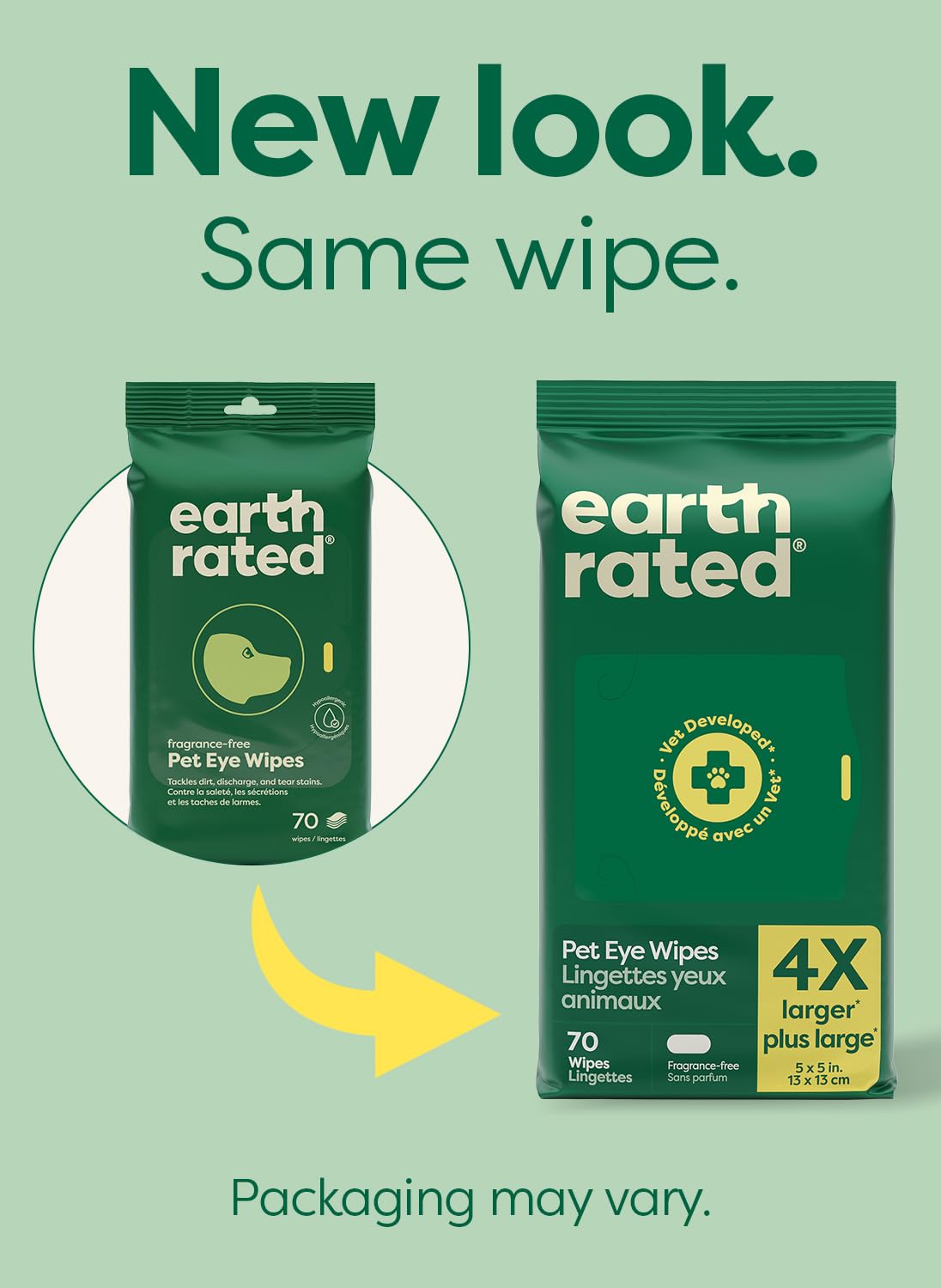 Earth Rated Pet Wipes for Dogs and Cats, Hypoallergenic, 3-in-1 Cleaning, Deodorizing and Hydrating, for Grooming Paws, Body and Butt, Unscented, 100 Count