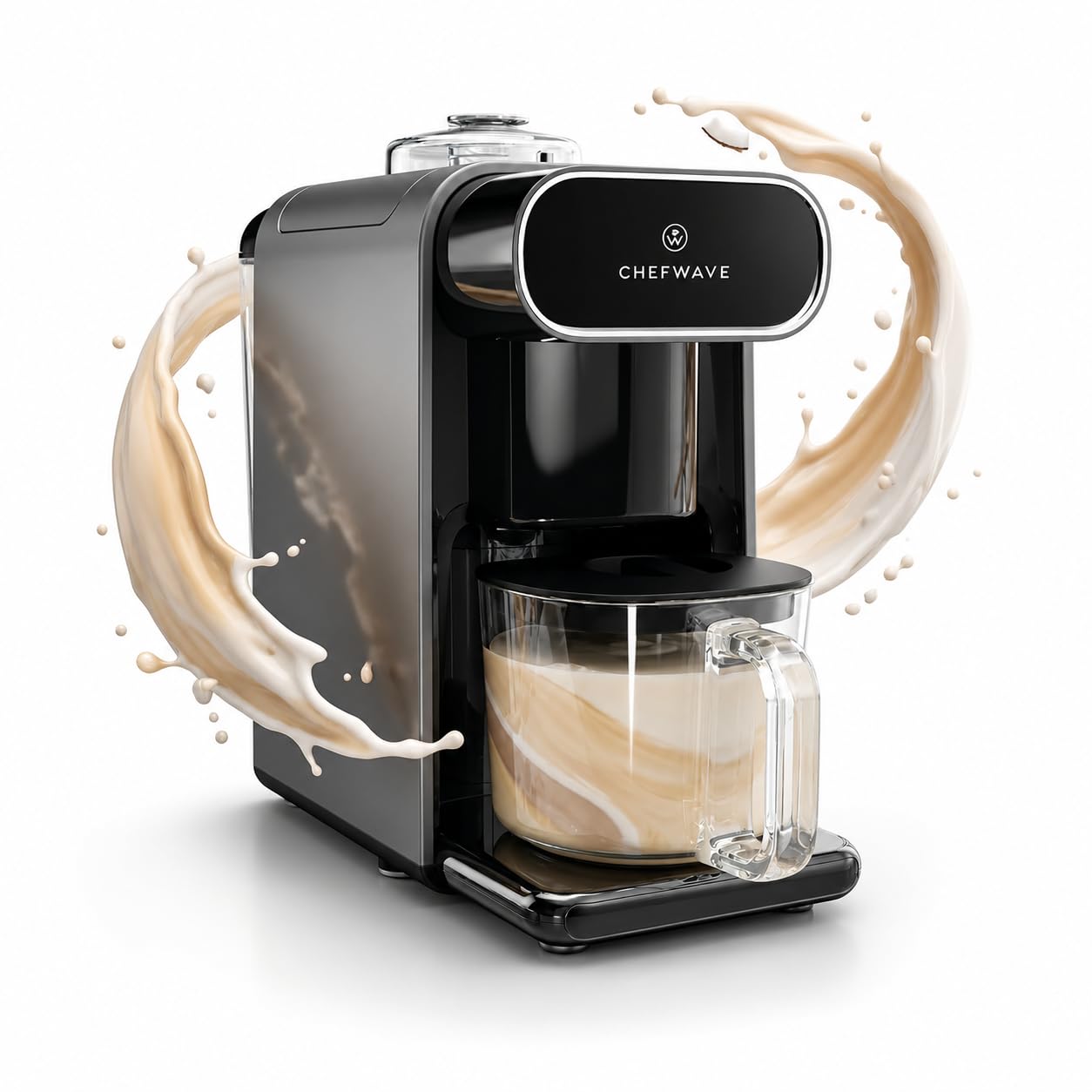 ChefWave Milkmade Plant-Based Milk Maker, 6-in-1 Nut Milk Machine for Almond, Oat, Soy, Cashew, Coconut & Macadamia — 1000W, No Soaking, Auto Self-Clean, Delay Start, Glass Pitcher Included (White)