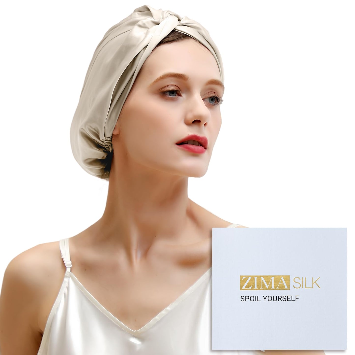 ZIMASILK 22 Momme 100% Mulberry Silk Bonnet for Sleeping & Women Hair Care, Highest Grade 6A Silk Hair wrap for Sleeping with Premium Elastic Stay On Head (1Pc, Pink)