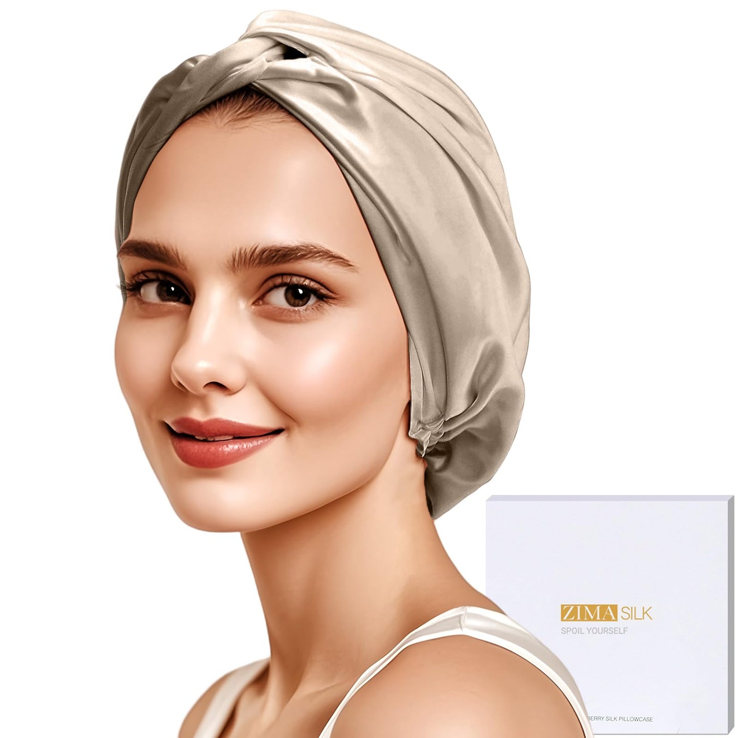 ZIMASILK 22 Momme 100% Mulberry Silk Bonnet for Sleeping & Women Hair Care, Highest Grade 6A Silk Hair wrap for Sleeping with Premium Elastic Stay On Head (1Pc, Pink)