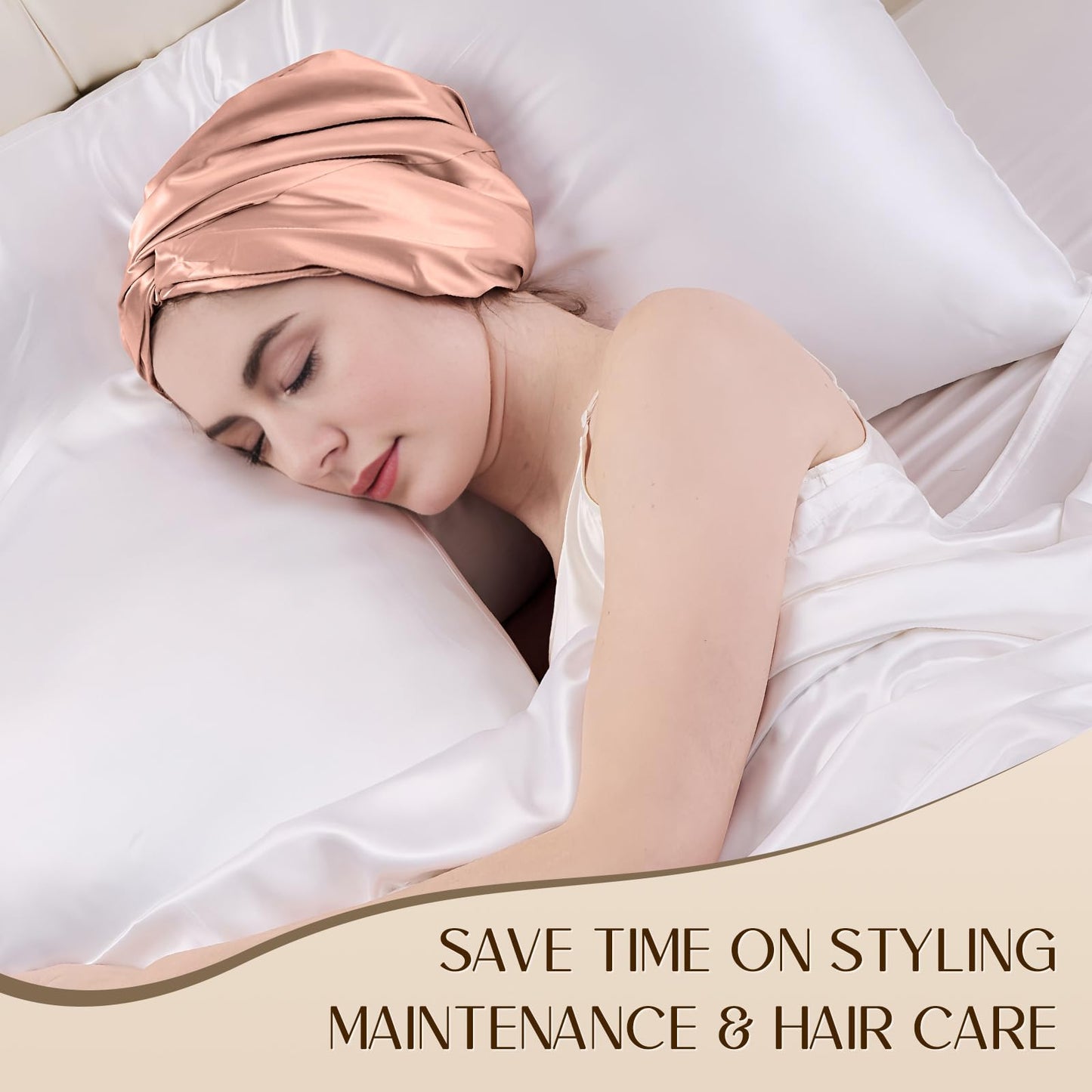 ZIMASILK 22 Momme 100% Mulberry Silk Bonnet for Sleeping & Women Hair Care, Highest Grade 6A Silk Hair wrap for Sleeping with Premium Elastic Stay On Head (1Pc, Pink)