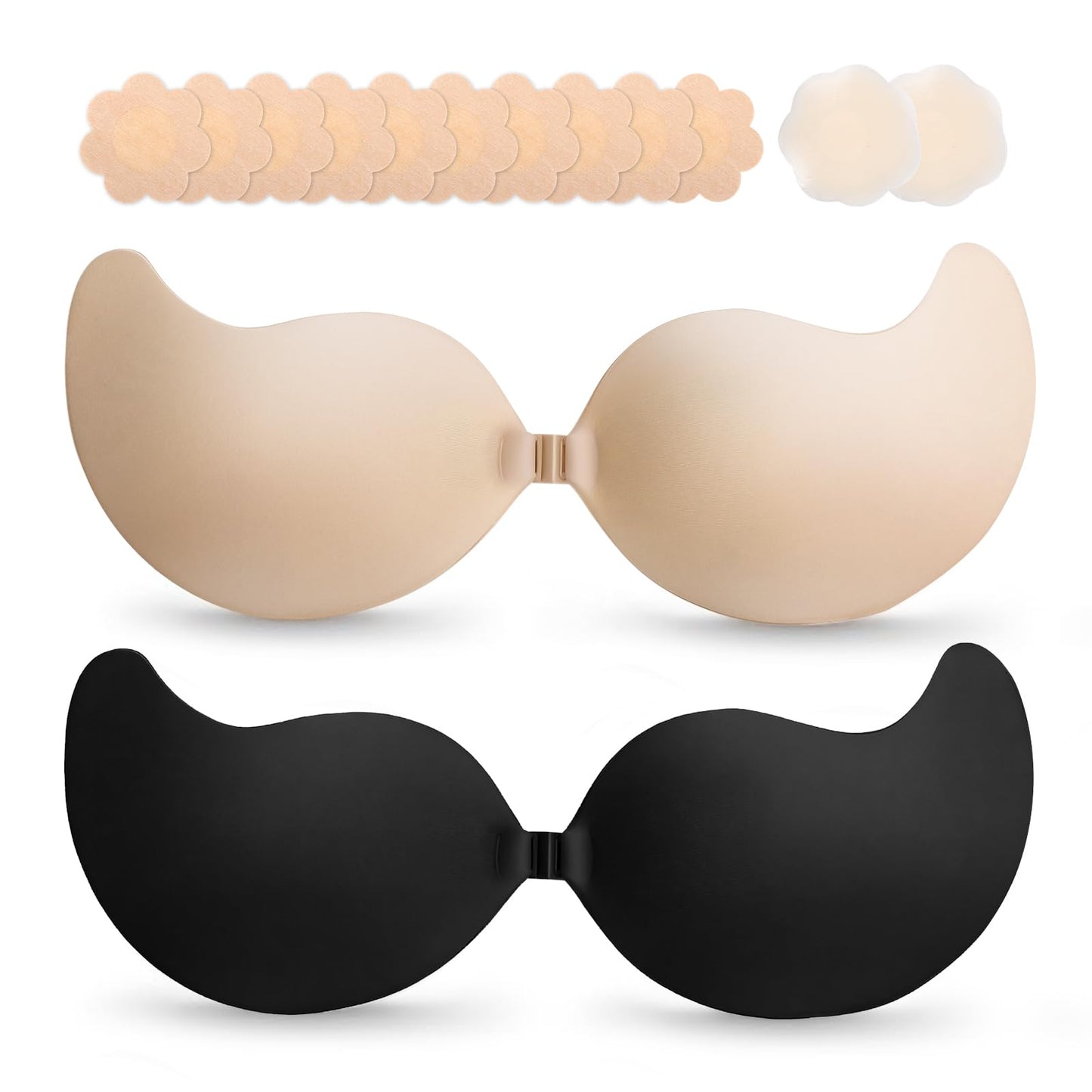 Cmojsk Strapless Sticky Push-Up Bra for Women,Adhesive Invisible Backless Nipple Covers