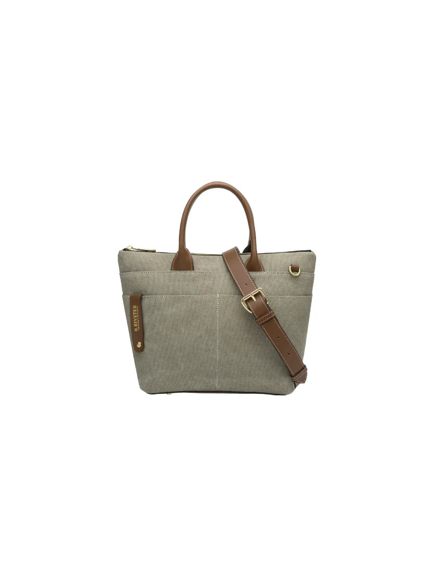The Dot washed canvas and leather mini tote, view 11