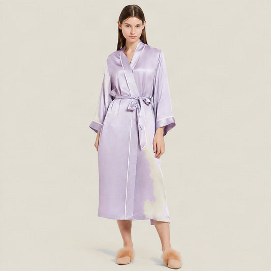 Long 19 momme mulberry silk robe from Maison Creole Compass