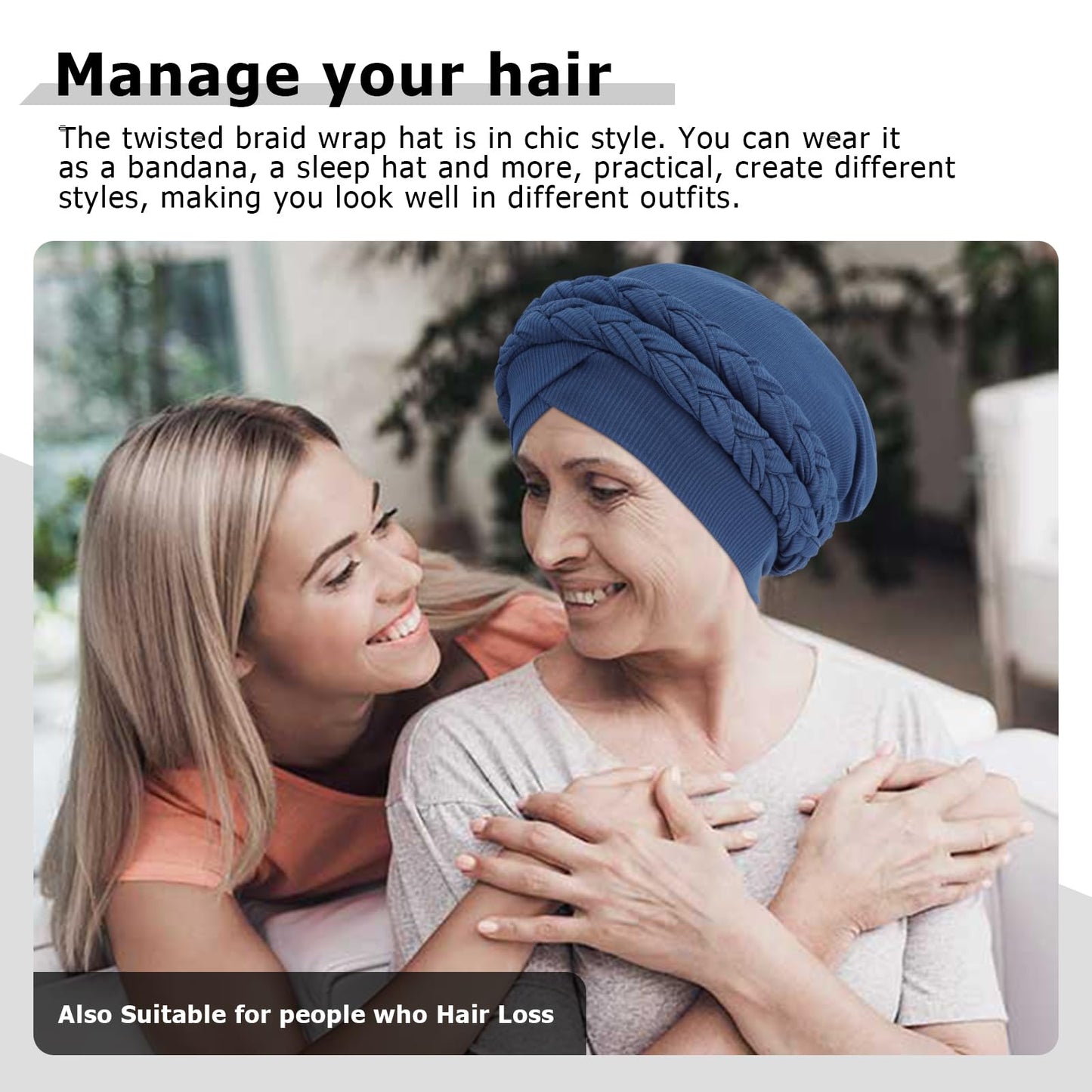 DRESHOW African Turban for Women Knotted Hairwraps for Sleeping Turban Headwraps Head Warmer Scarf for Black Women Chemo Cap