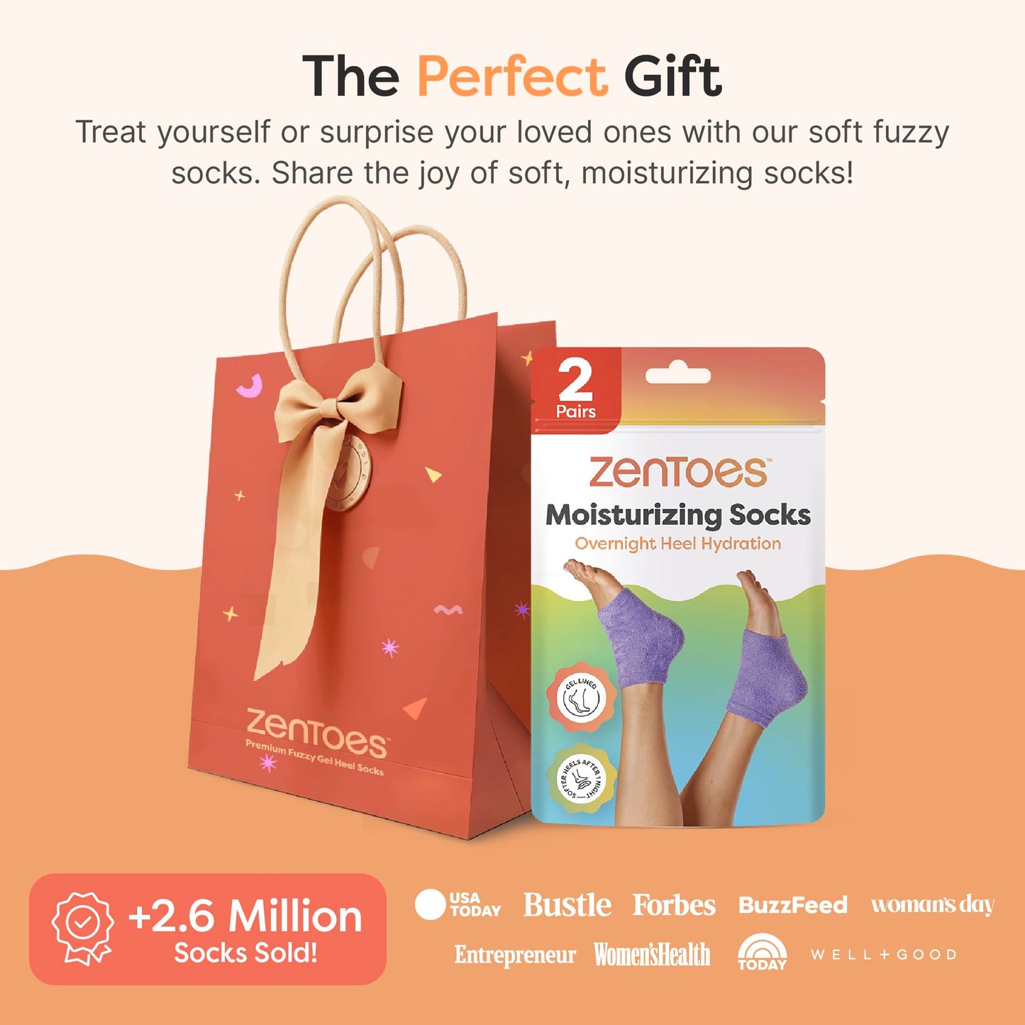 ZenToes Moisturizing Socks for Cracked Heel Treatment, Vitamin E, Olive Oil and Jojoba Oil Infused Heel Socks, Spa Gifts for Women, Relaxation Gifts for Women (Fuzzy Lilac Purple, Regular)