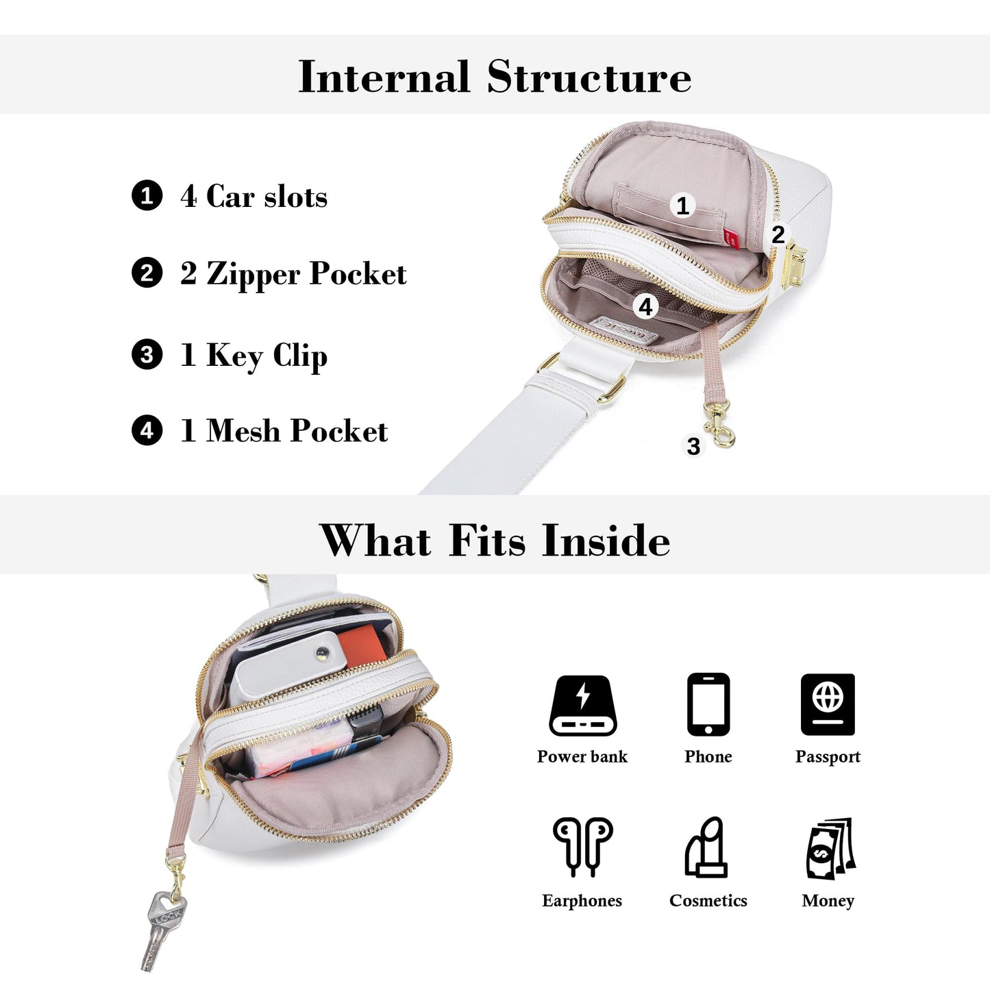 INICAT Anti Theft Crossbody Bag for Women, Small RFID Blocking Sling Purse with Zipper Lock for Travel, Vegan Leather