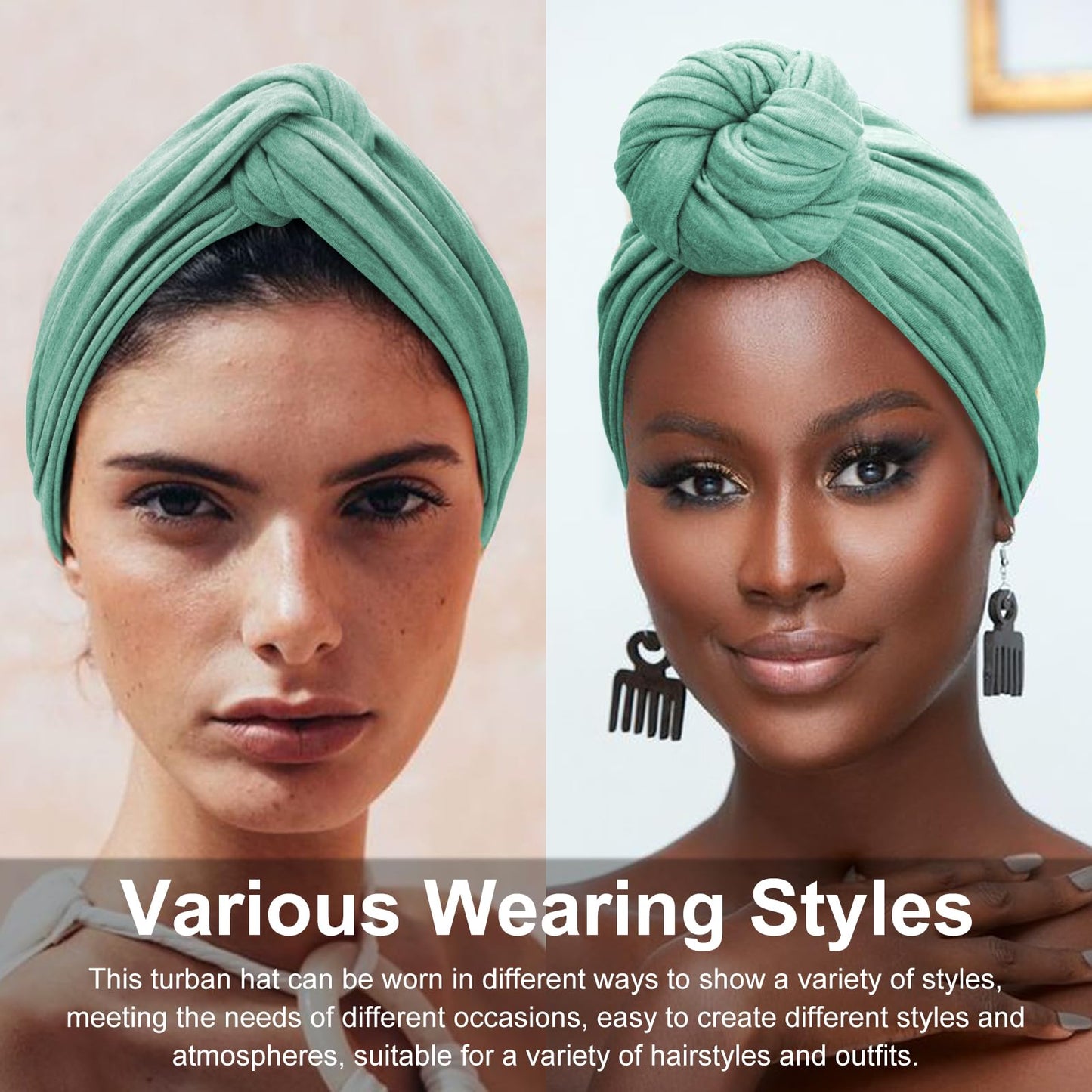 DRESHOW African Turban for Women Knotted Hairwraps for Sleeping Turban Headwraps Head Warmer Scarf for Black Women Chemo Cap
