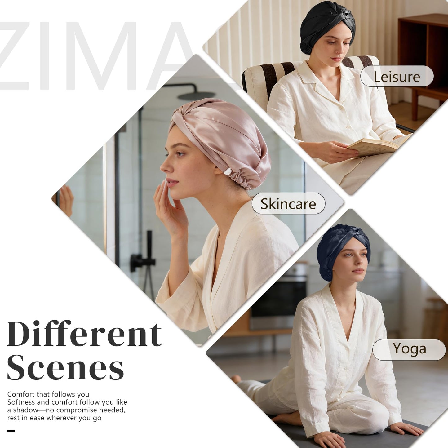 ZIMASILK 22 Momme 100% Mulberry Silk Bonnet for Sleeping & Women Hair Care, Highest Grade 6A Silk Hair wrap for Sleeping with Premium Elastic Stay On Head (1Pc, Pink)