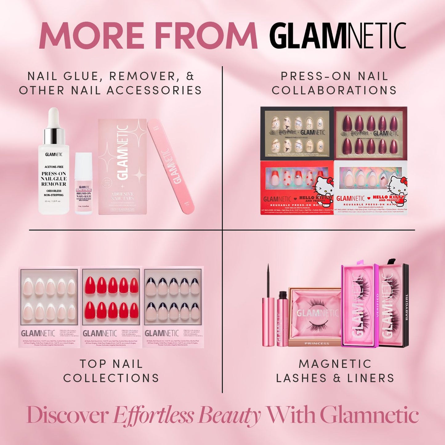 Glamnetic Press On Nails - All Time Love Spring Nails | Glossy, Semi-Transparent, Short Almond French Tip Fake Nails with Leaf Accents, Salon Quality | 15 Sizes - 30 Nail Kit with Glue