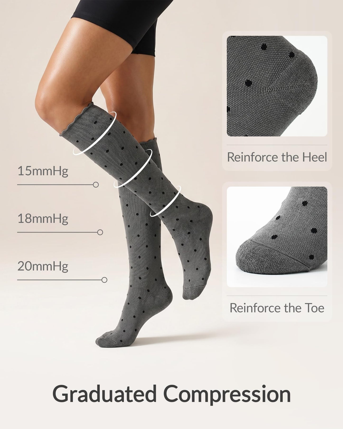 Jeasona Bamboo Viscose Compression Socks for Women 15-20 mmHg 3 Pack Cute Socks for Travel Nurses Pregnancy Daily Wear