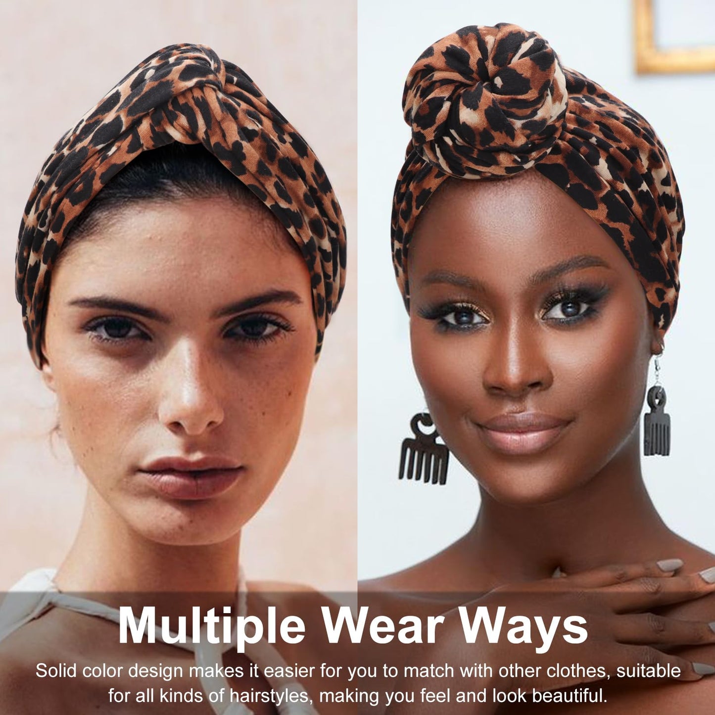 DRESHOW African Turban for Women Knotted Hairwraps for Sleeping Turban Headwraps Head Warmer Scarf for Black Women Chemo Cap