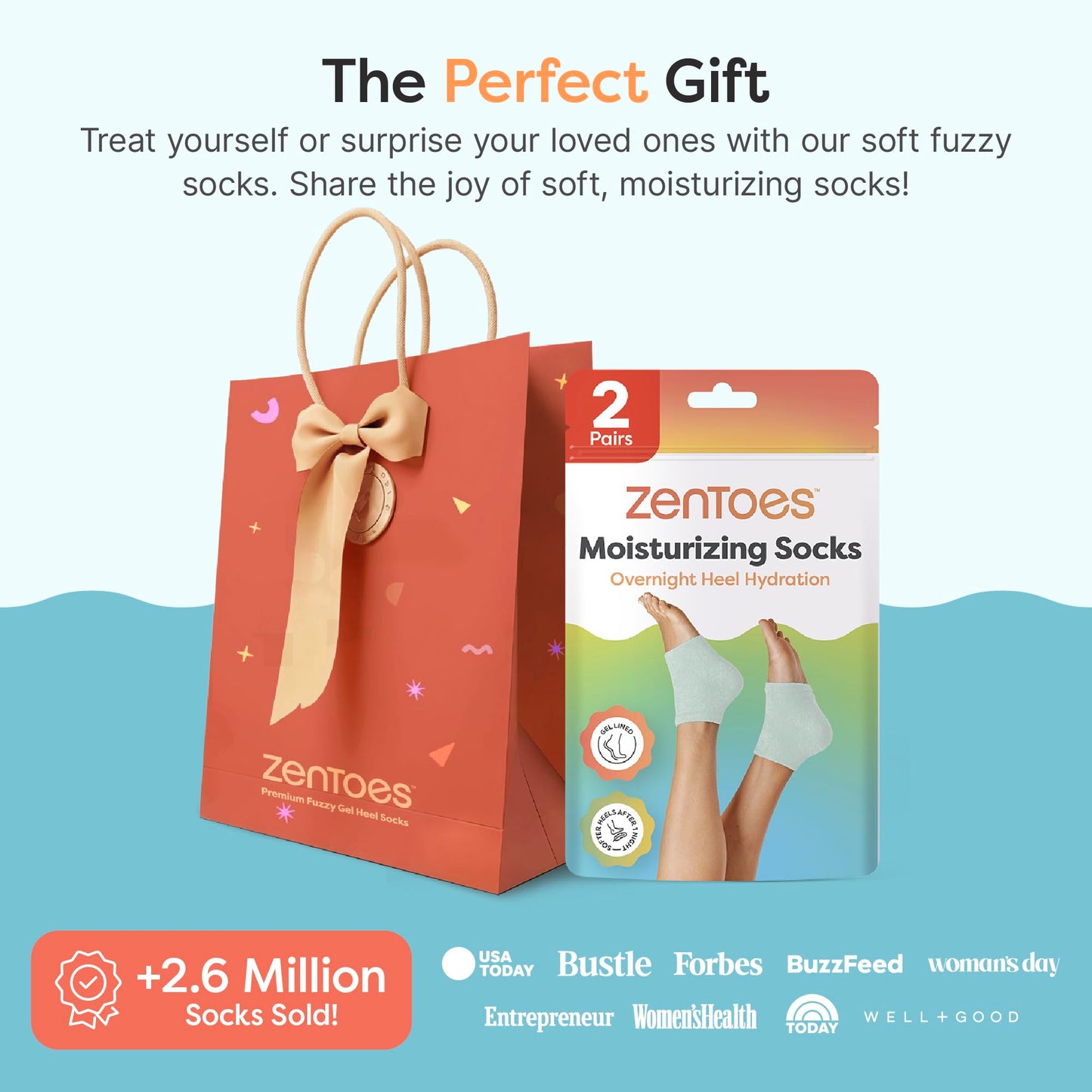ZenToes Moisturizing Socks for Cracked Heel Treatment, Vitamin E, Olive Oil and Jojoba Oil Infused Heel Socks, Spa Gifts for Women, Relaxation Gifts for Women (Fuzzy Lilac Purple, Regular)