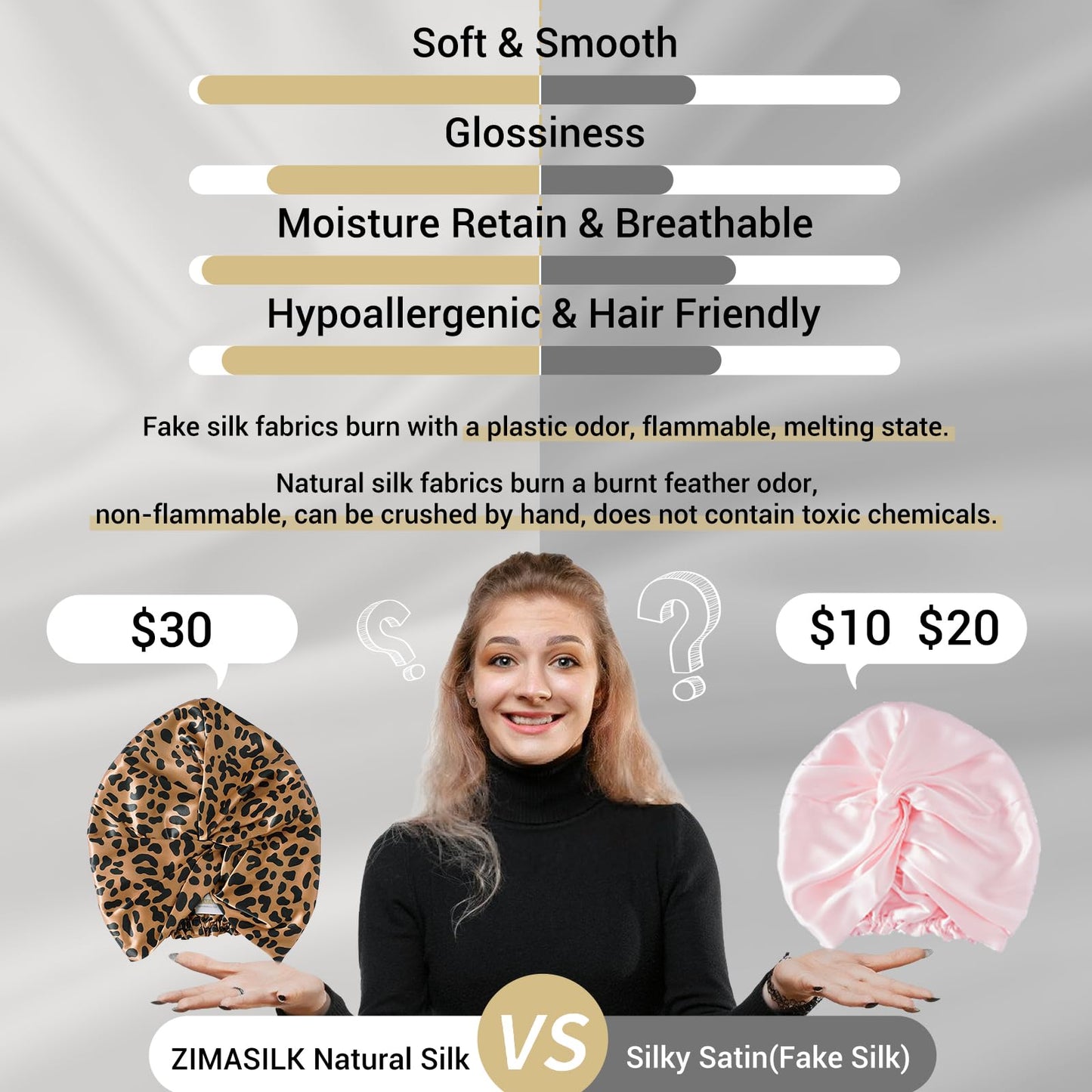 ZIMASILK 22 Momme 100% Mulberry Silk Bonnet for Sleeping & Women Hair Care, Highest Grade 6A Silk Hair wrap for Sleeping with Premium Elastic Stay On Head (1Pc, Pink)