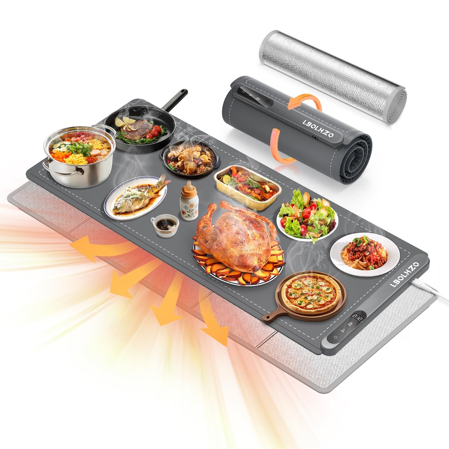 Warming Mat For Food Extra Long 43"x12" 600W Food Warming Mat Heat Resistant Pad,Chafing Dishes for Buffet 6 Temp 12 Hours,Child Lock,Food Warmers for Parties Buffet for Catering Gatherings