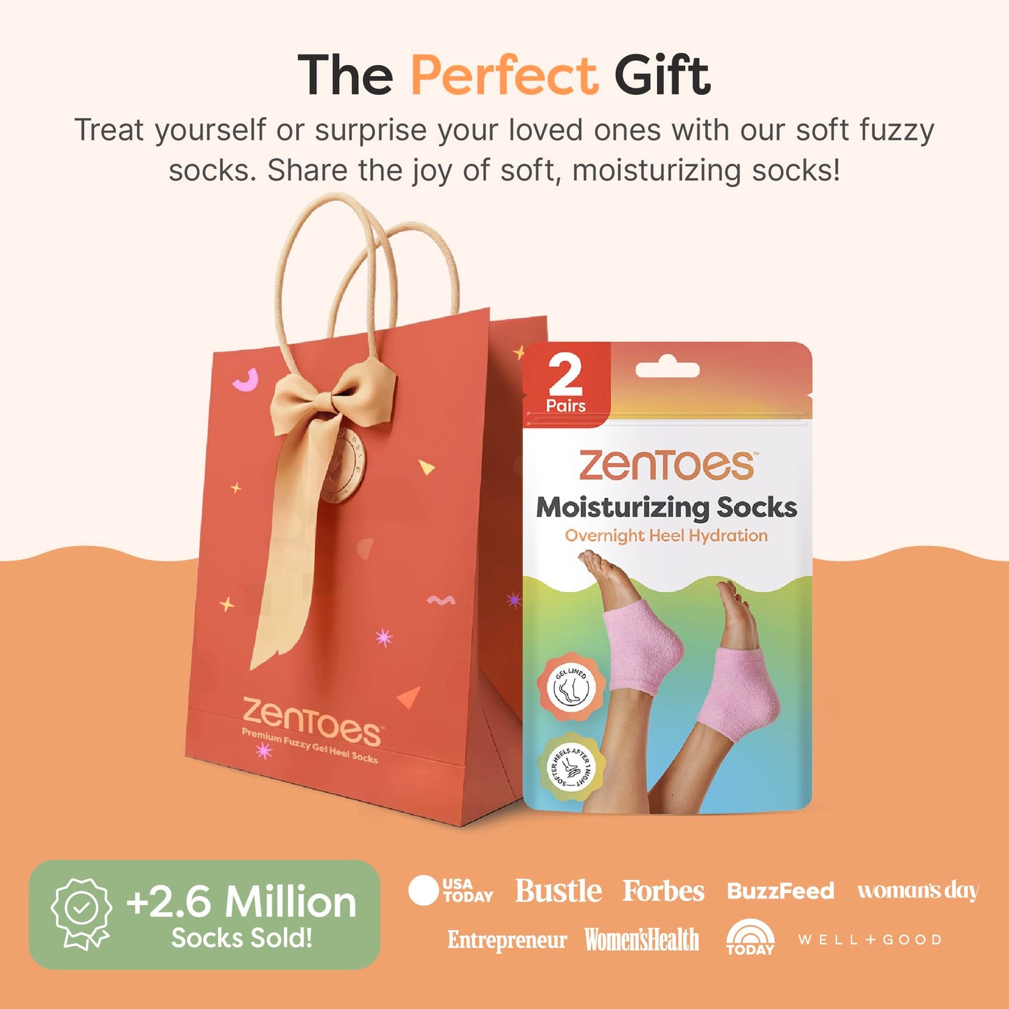 ZenToes Moisturizing Socks for Cracked Heel Treatment, Vitamin E, Olive Oil and Jojoba Oil Infused Heel Socks, Spa Gifts for Women, Relaxation Gifts for Women (Fuzzy Lilac Purple, Regular)