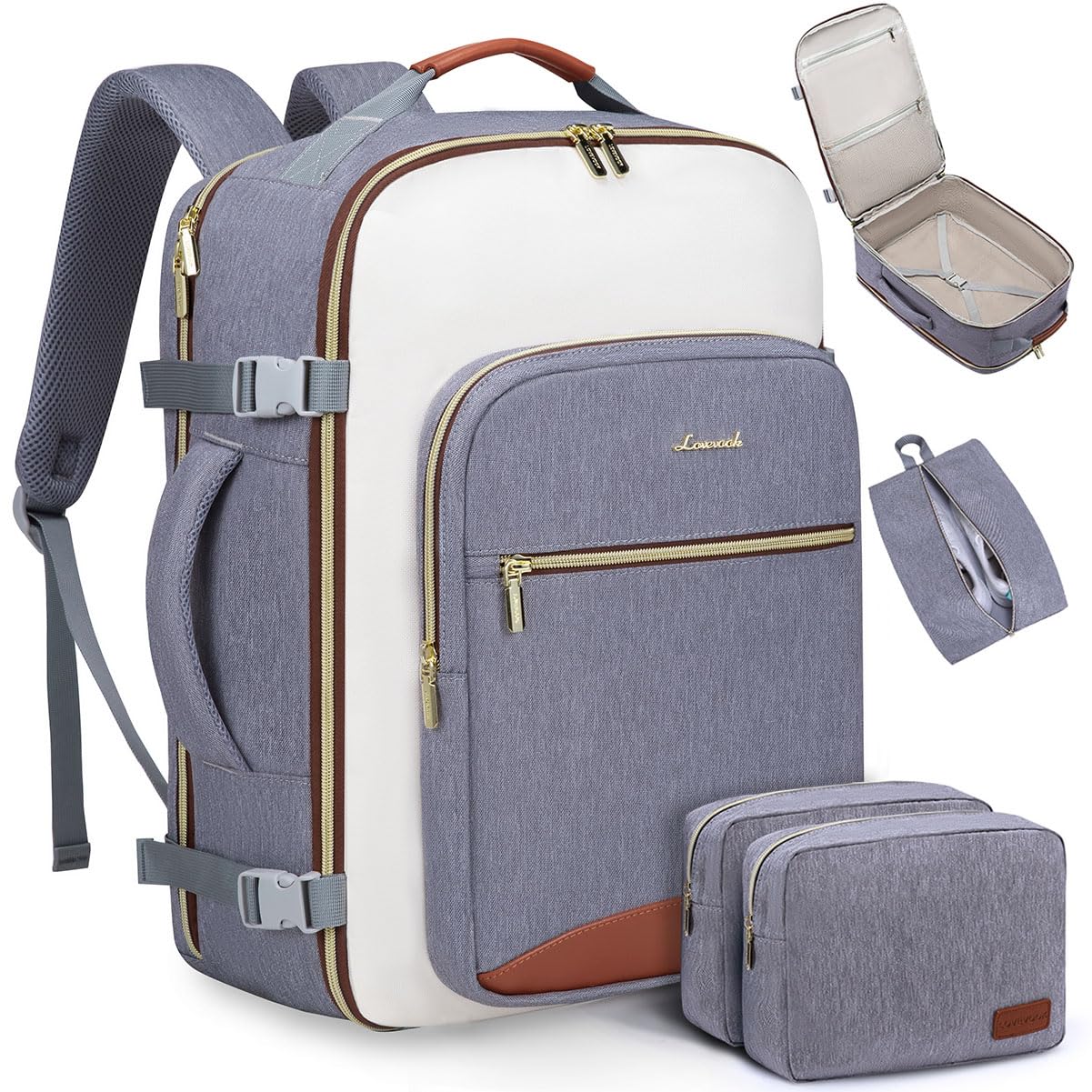 LOVEVOOK 40L Travel Backpack for Women & Men, Airline Approved Carry On Luggage with 3 Packing Cubes, TSA Overnight Bags, Waterproof Personal Item Bag, Weekender Essentials Backpacks fits 17" Laptop