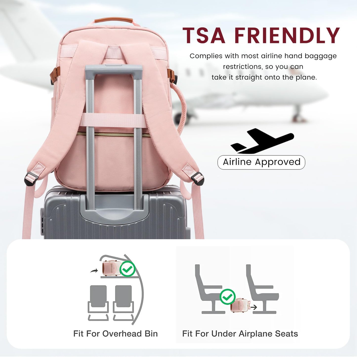 LOVEVOOK 40L Travel Backpack for Women & Men, Airline Approved Carry On Luggage with 3 Packing Cubes, TSA Overnight Bags, Waterproof Personal Item Bag, Weekender Essentials Backpacks fits 17" Laptop