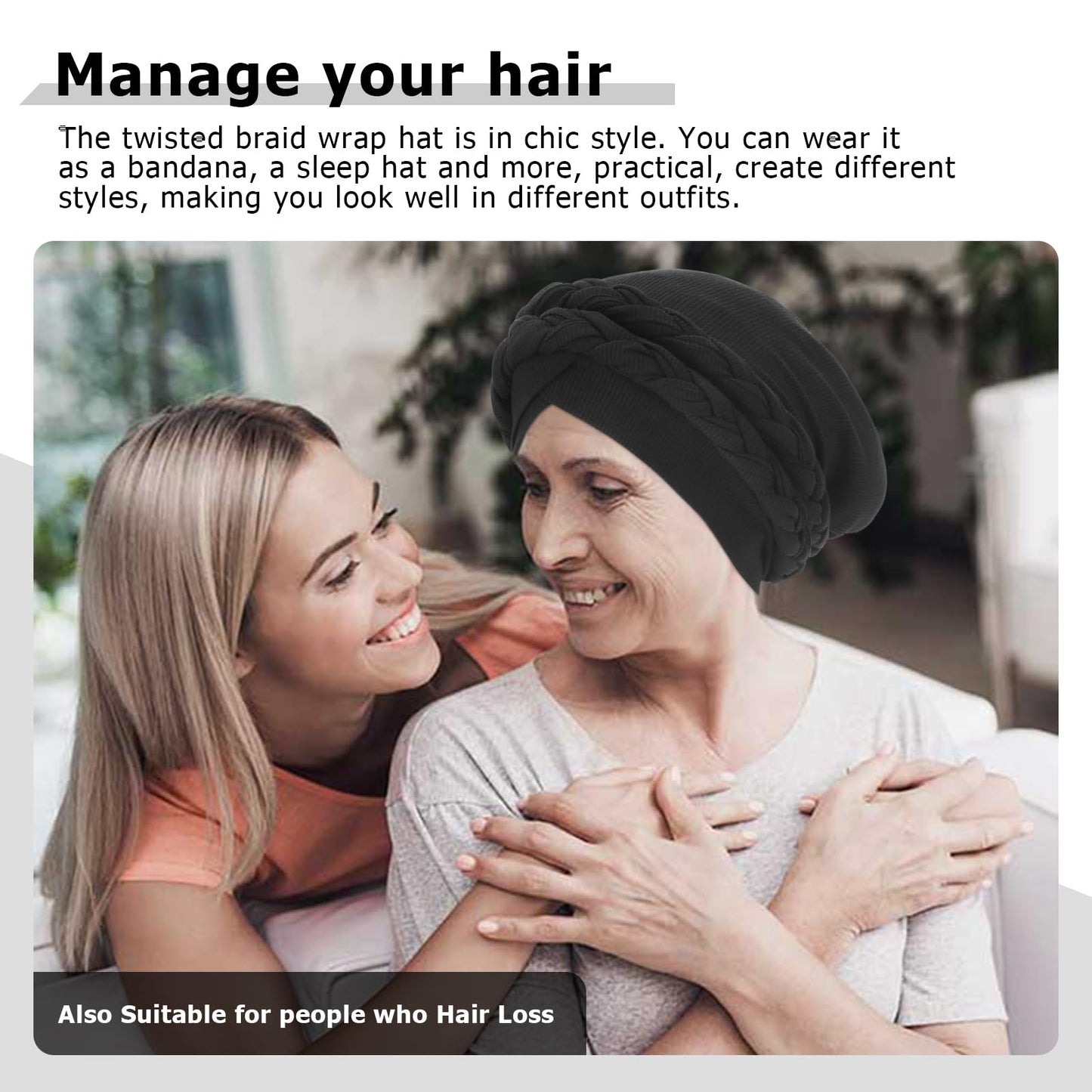 DRESHOW African Turban for Women Knotted Hairwraps for Sleeping Turban Headwraps Head Warmer Scarf for Black Women Chemo Cap