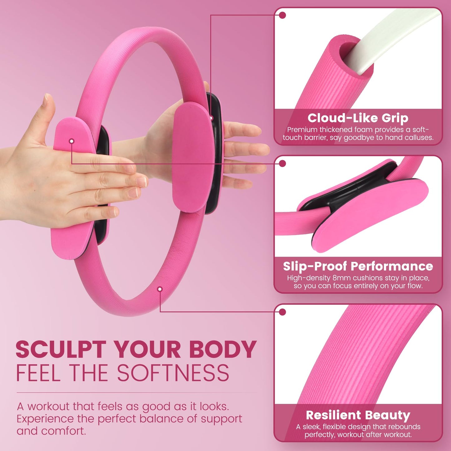 Pilates Kit for Women 13PCS, Pilates Ring and Ball Set with Magic Circle, Resistance Bands Set, Figure 8 Band, Yoga Ring & Grip Socks, Home Workout Equipment Essentials Starter Kit for Beginners